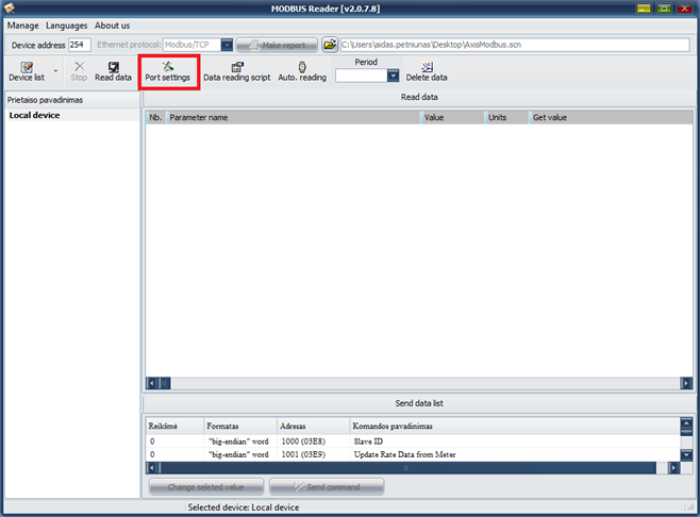 Ställ in rätt port